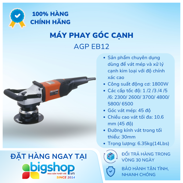 Máy phay góc cạnh AGP EB12 (Công suất 1800W)