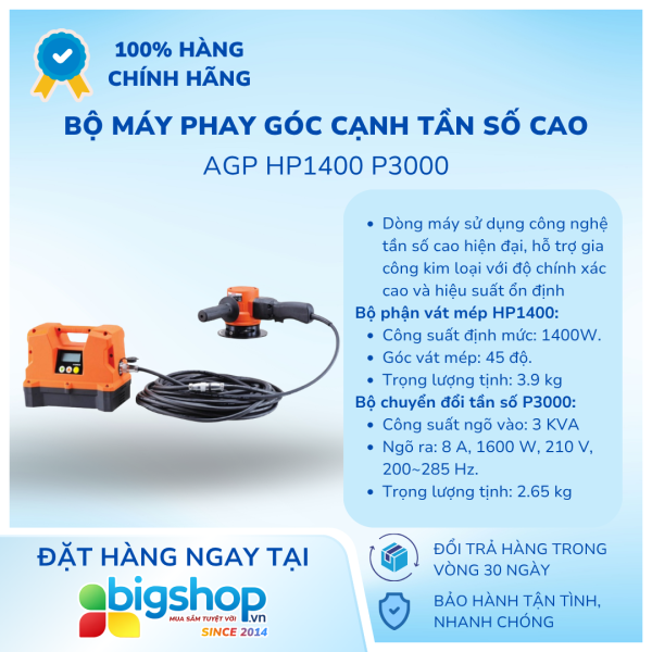 Bộ máy phay góc cạnh tần số cao AGP HP1400 P3000 (CS 1400W)