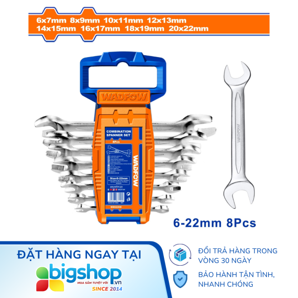 Bộ 8 cờ lê 2 đầu miệng 6-22mm WADFOW WDS2208