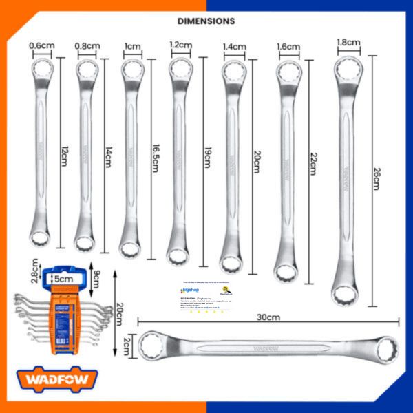 Bộ 8 cờ lê 2 đầu miệng 6-22mm WADFOW WFR3208