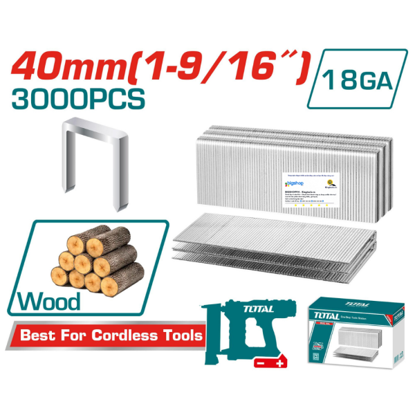 Đinh bấm U 40mm TOTAL TAC918403 (3000 cái/hộp)