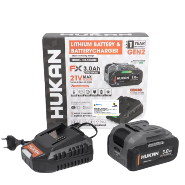 Combo pin 3.0Ah và sạc 1.5Ah HUKAN CB-FX3000 (GEN 2)