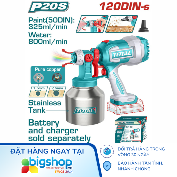 Máy phun sơn dùng pin 20V TOTAL TSGLI20041 (Chưa bao gồm pin, sạc)