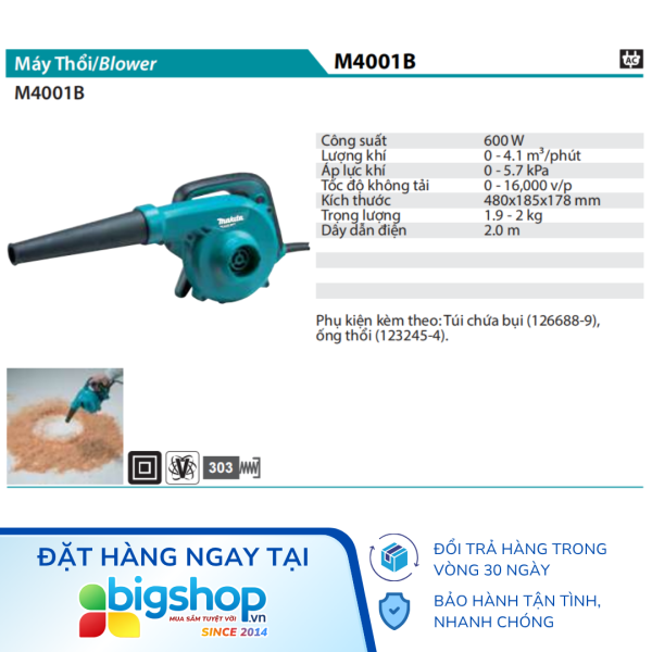 Máy thổi bụi MAKITA M4001B - Công suất 600W