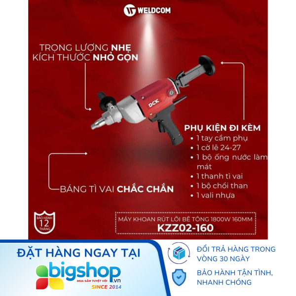 Máy khoan rút lõi bê tông 160mm DCK KZZ02-160 (CS 1800W)