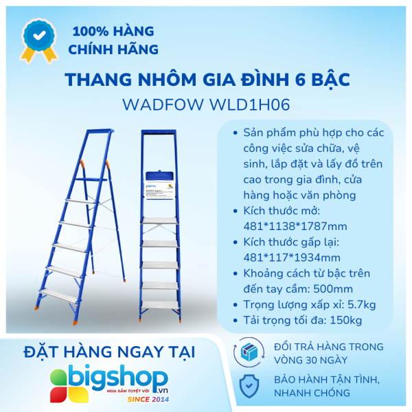 Thang nhôm gia đình 6 bậc WADFOW WLD1H06
