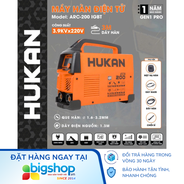 Máy hàn điện tử HUKAN ARC-200 IGBT (GEN 1 PRO)
