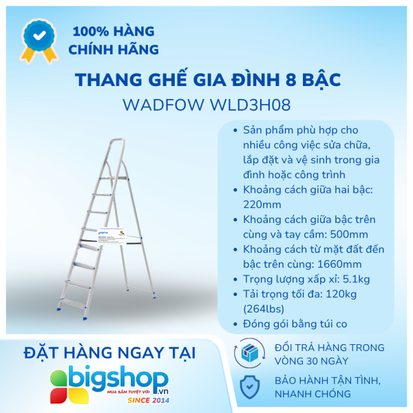 Thang ghế gia đình 8 bậc WADFOW WLD3H08