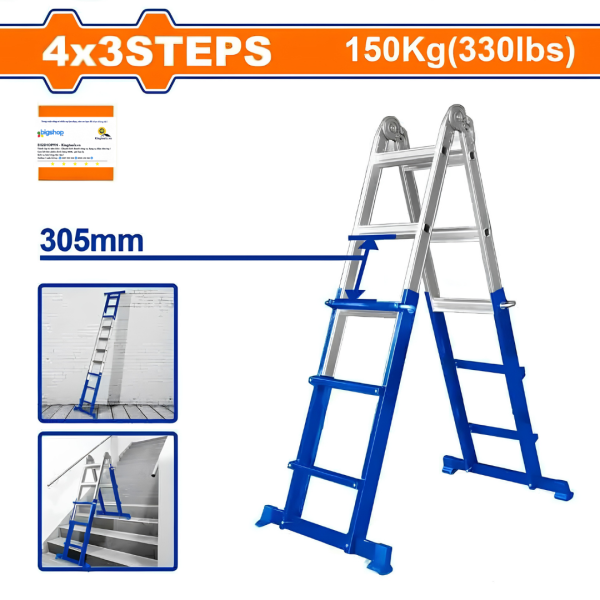 Thang xếp thép và nhôm đa năng 4x3 bậc WADFOW WLD7H12