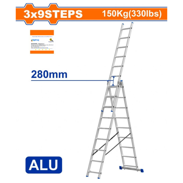 Thang xếp kéo dài 3 đoạn 3x9 bậc WADFOW WLD6H39