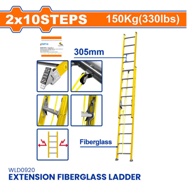 Thang xếp sợi thủy tinh kéo dài 2x10 bậc WADFOW WLD0920