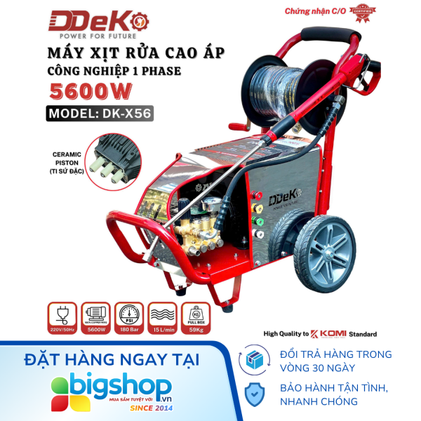 Máy rửa xe công nghiệp DDEKO DK-X56 (Công suất 5600W)