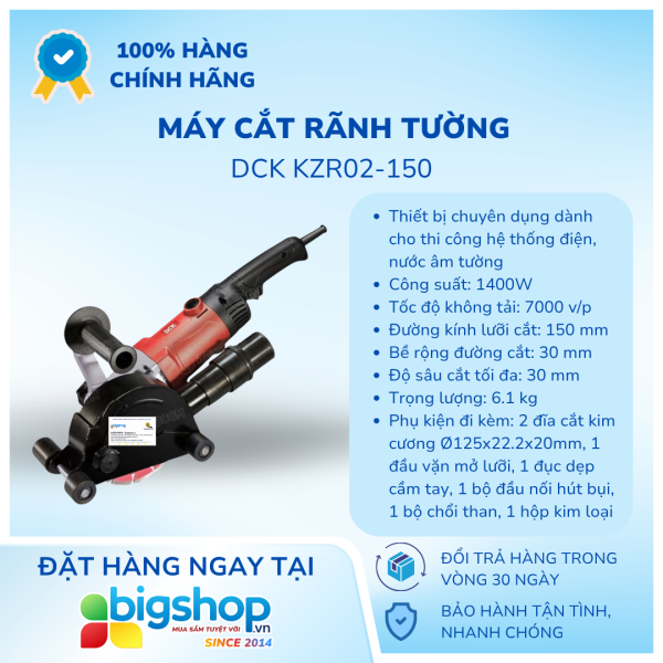 Máy cắt rãnh tường 1400W DCK KZR02-150