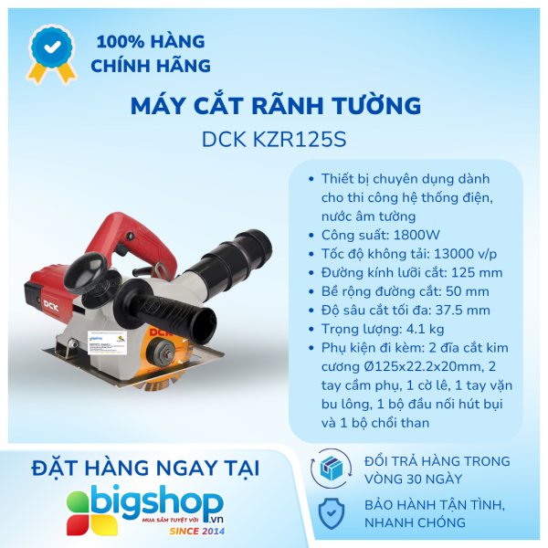 Máy cắt rãnh tường 1800W DCK KZR125S