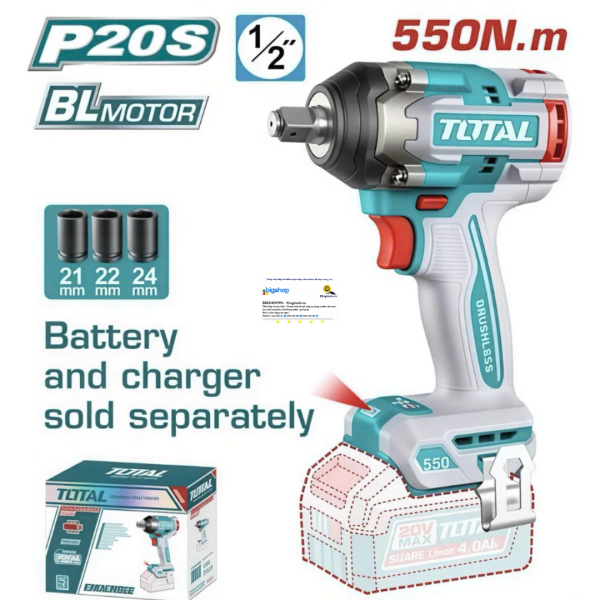 Máy siết bulong dùng pin 20V TOTAL TIWLI20551 (Thân máy)