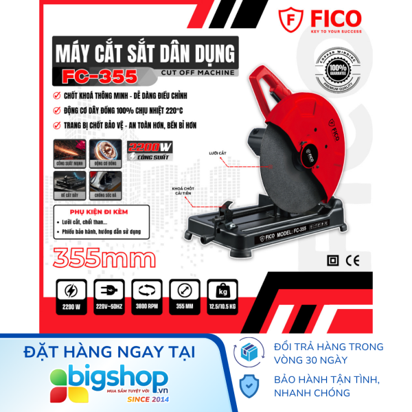 Máy cắt sắt dân dụng FICO FC-355 (Công suất 2200W, lưỡi 355mm)