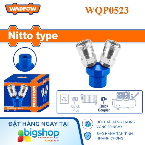 Đầu nối nhanh khí nén chia 2 WADFOW WQP0523