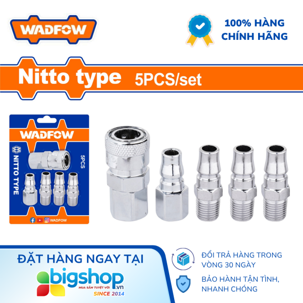 Bộ 5 đầu hơi nhanh 1/4 inch WADFOW WQP3673