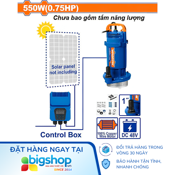 Máy bơm chìm nước sạch năng lượng mặt trời 550W WADFOW WWPQDC02 (0.75HP)