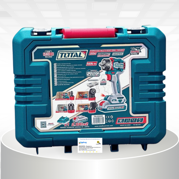 Máy siết khoan đầu đa năng dùng pin 20V TOTAL TDLI206686 (2 pin 2.0Ah và 1 sạc)