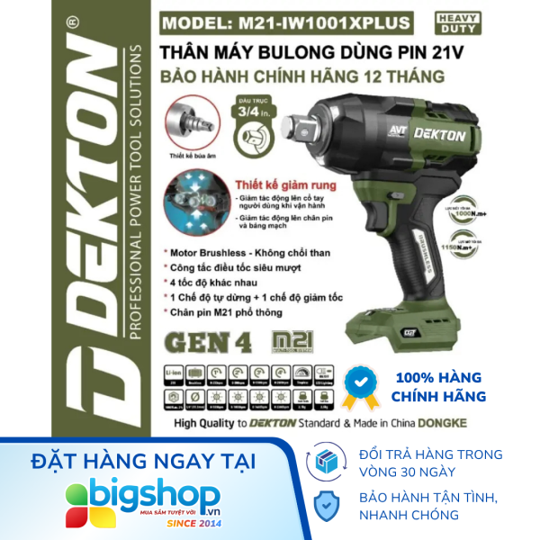 Máy siết bulong dùng pin DEKTON M21-IW1001XPLUS - Thân máy