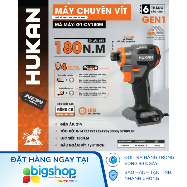 Máy chuyên vít dùng pin HUKAN G1-CV180M (GEN 1) - Thân máy