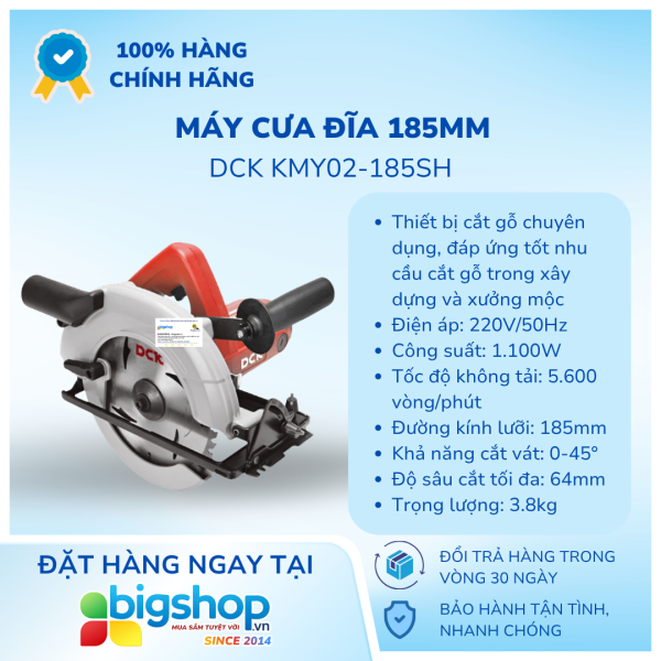 Máy cưa đĩa 185mm DCK KMY02-185SH (CS 1100W)