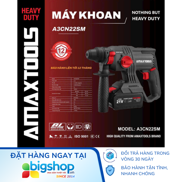 Máy khoan bê tông dùng pin AMAXTOOLS A3CN22SM (Thân máy)