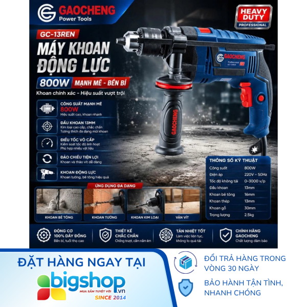 Máy khoan điện 800W GAOCHENG GC-13REN