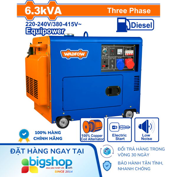 Máy phát điện Diesel không ồn WADFOW WDG2A50DT (Công suất 6300W)