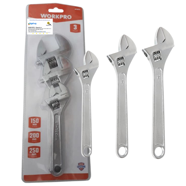 Bộ 3 mỏ lết (Cờ lê điều chỉnh được) WORKPRO WP202514 (6, 8, 10 inch)