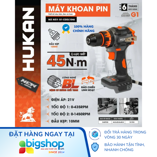 Máy khoan pin HUKAN G1-CDDL1046 (GEN 1) - Thân máy