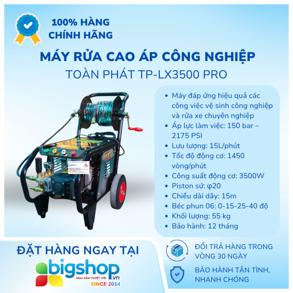 Máy rửa cao áp công nghiệp TOÀN PHÁT TP-LX3500 PRO - Công suất 3500W