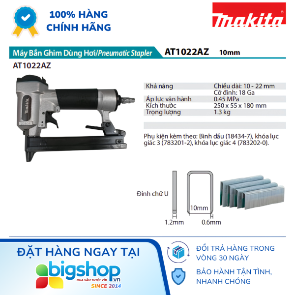 Súng bắn đinh chữ U dùng hơi MAKITA AT1022AZ