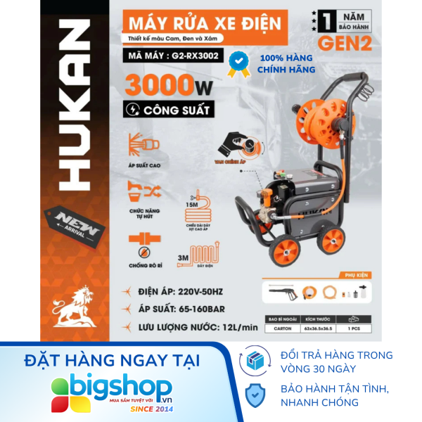 Máy rửa xe HUKAN G2-RX3002 (GEN 2) - Công suất 3000W