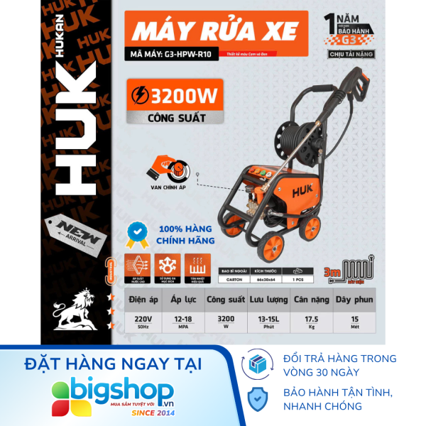 Máy rửa xe cao áp HUKAN G3-HPW-R10 (GEN 3) - Công suất 3200W