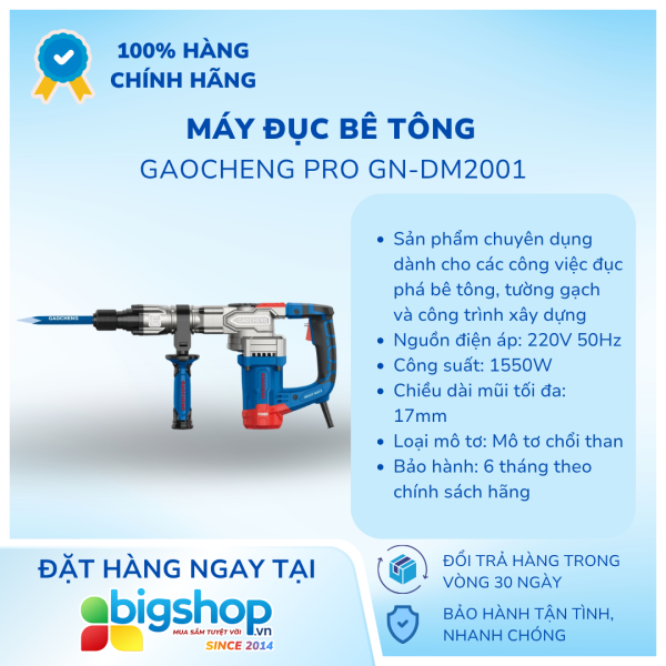 Máy đục bê tông GAOCHENG PRO GN-DM2001 (Công suất 1550W)