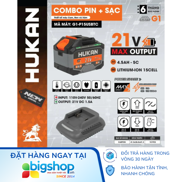 Combo pin và sạc HUKAN G1-P15USBTC (GEN 1)