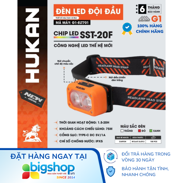 Đèn LED đội đầu HUKAN G1-ELT701 (GEN 1)