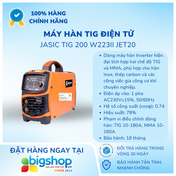 Máy hàn TIG điện tử JASIC TIG 200 W223II JET20