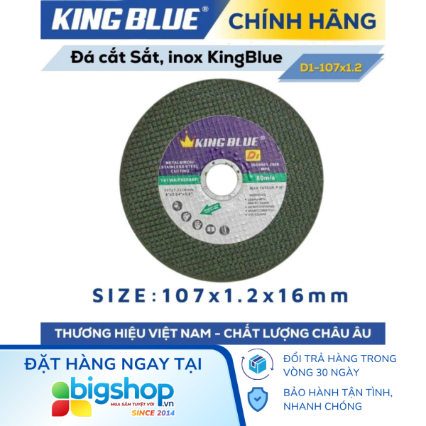 Đá cắt sắt, inox KINGBLUE D1-107x1.2 (Hộp sắt, 100 cái)