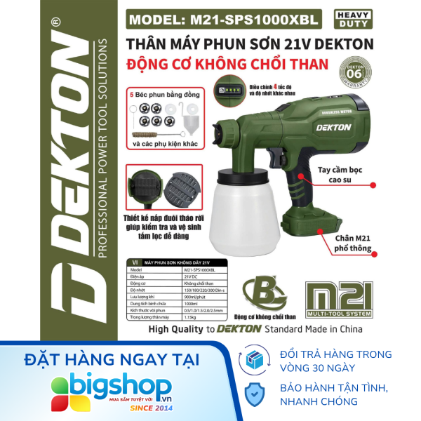 Máy phun sơn dùng pin DEKTON M21-SPS1000XBL - Thân máy