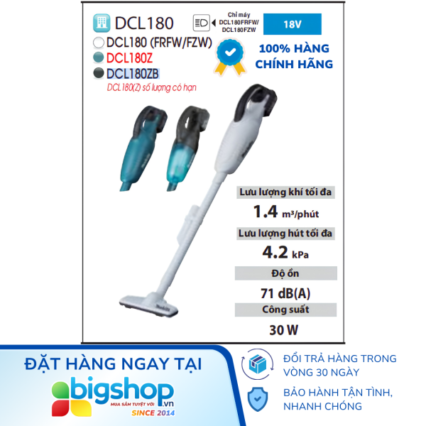 Máy hút bụi dùng pin 18V MAKITA DCL180ZB - Thân máy