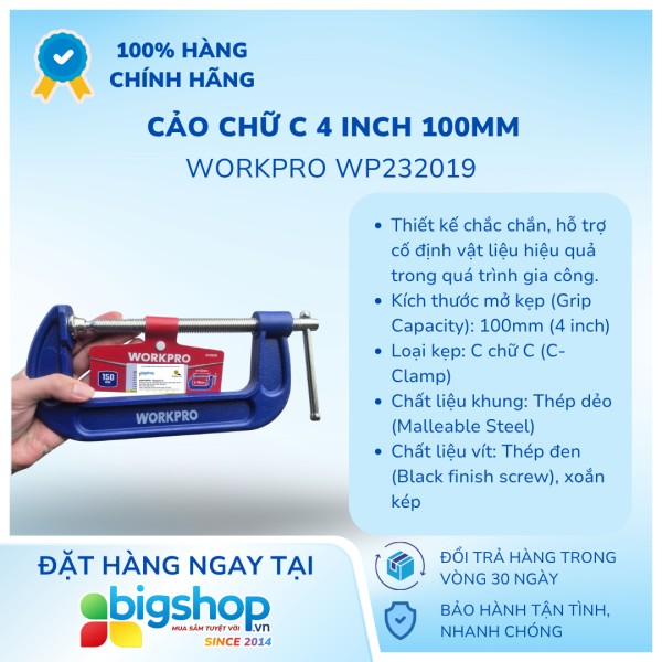 Cảo chữ C 4 inch 100mm WORKPRO WP232019