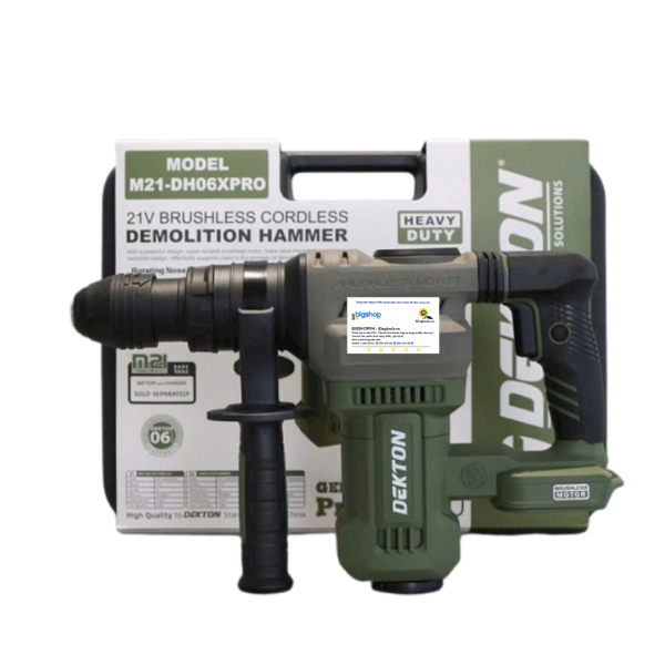 Máy đục bê tông dùng pin 21V DEKTON M21-DH06XPRO (Thân máy, mũi 14mm)