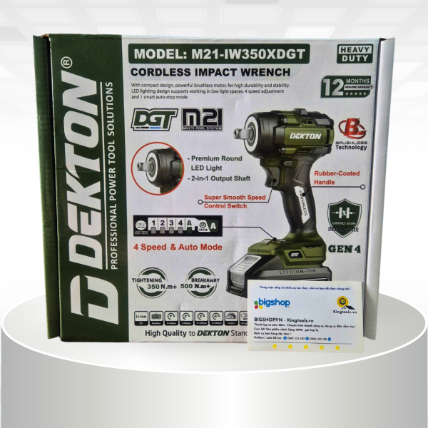 Máy siết bulong dùng pin DEKTON M21-IW350XDGT (Lực siết 350Nm)