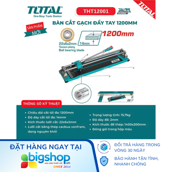 Bàn cắt gạch đẩy tay 1200mm TOTAL THT12001