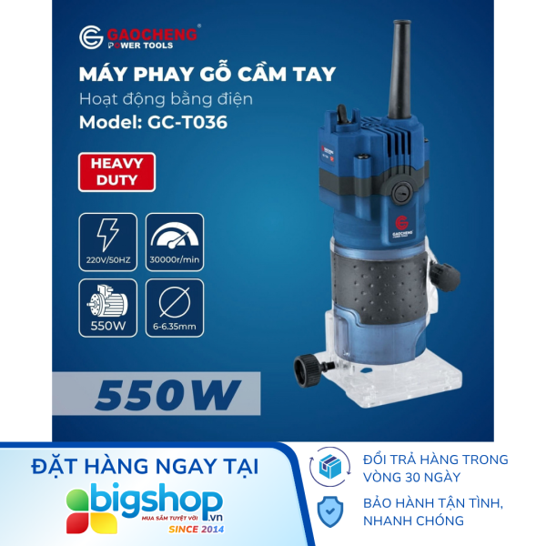 Máy phay gỗ cầm tay GAOCHENG PRO GC-T036 (Công suất 550W)