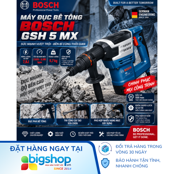 Máy đục bê tông 7.8J BOSCH GSH 5 MX (SDS Max)