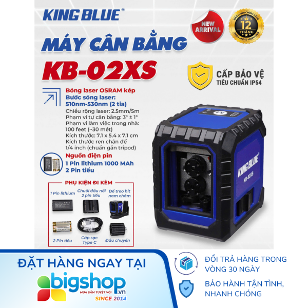 Máy cân bằng laser 2 tia xanh KINGBLUE KB-02XS